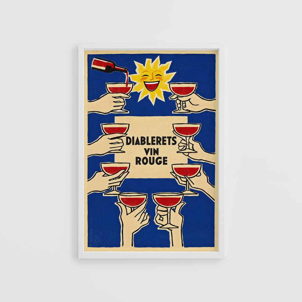 Vintage Diablerets Vin Rouge Print Poster, Wine Wall Art