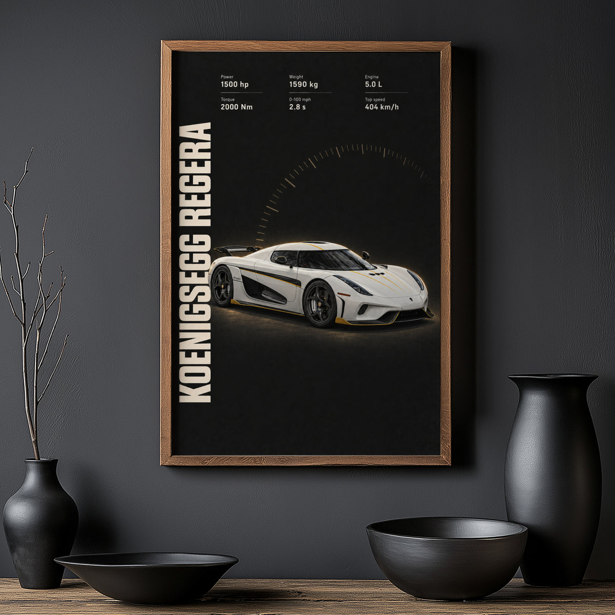 Vintage Koenigsegg Regera Print, Supercar Wall Art
