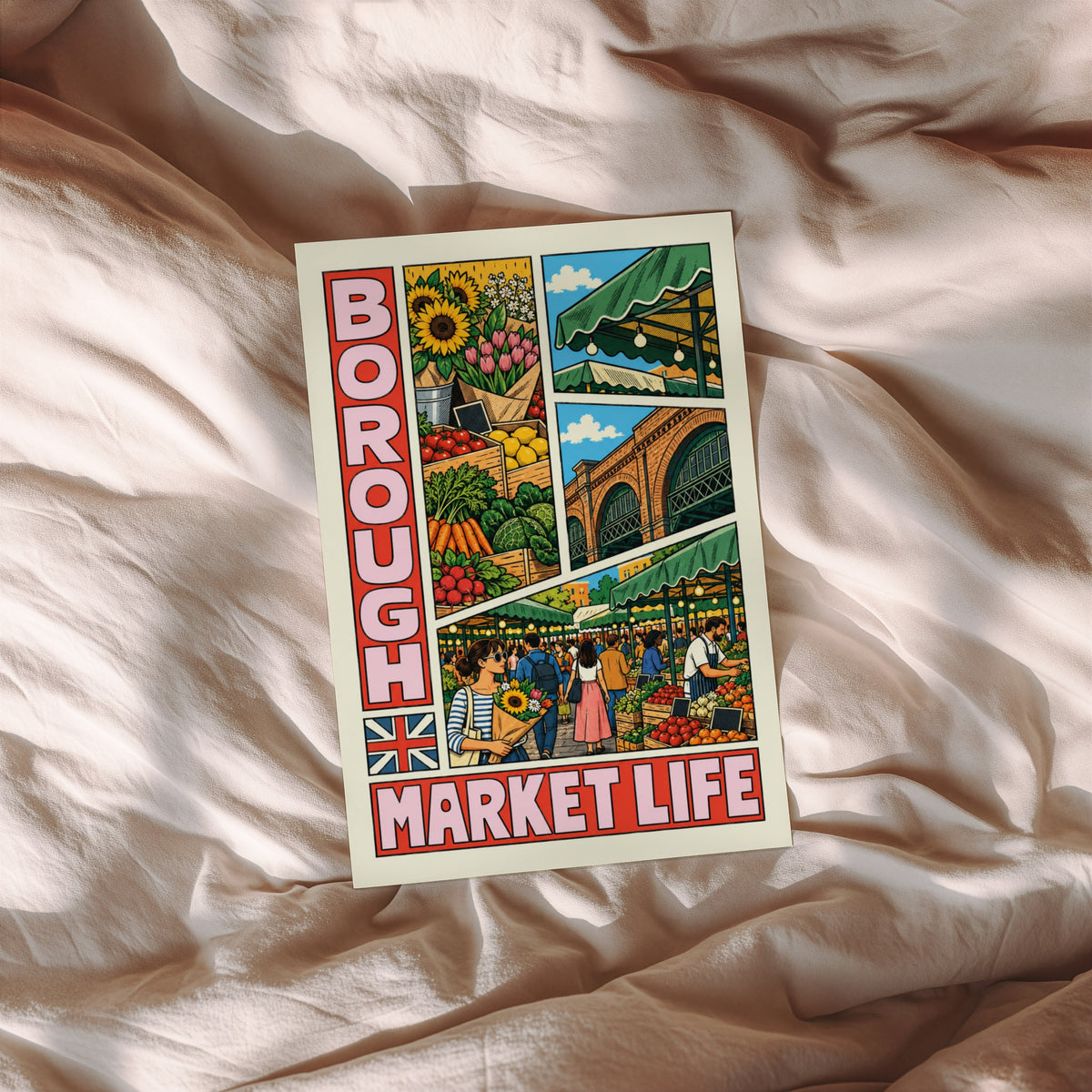 Vintage Borough Market London Poster, Wall Art Print