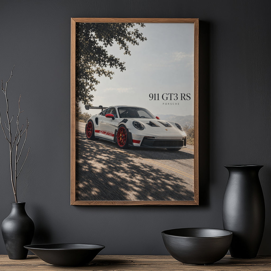 Vintage Porsche 911 GT3 RS Print, Car Wall Art