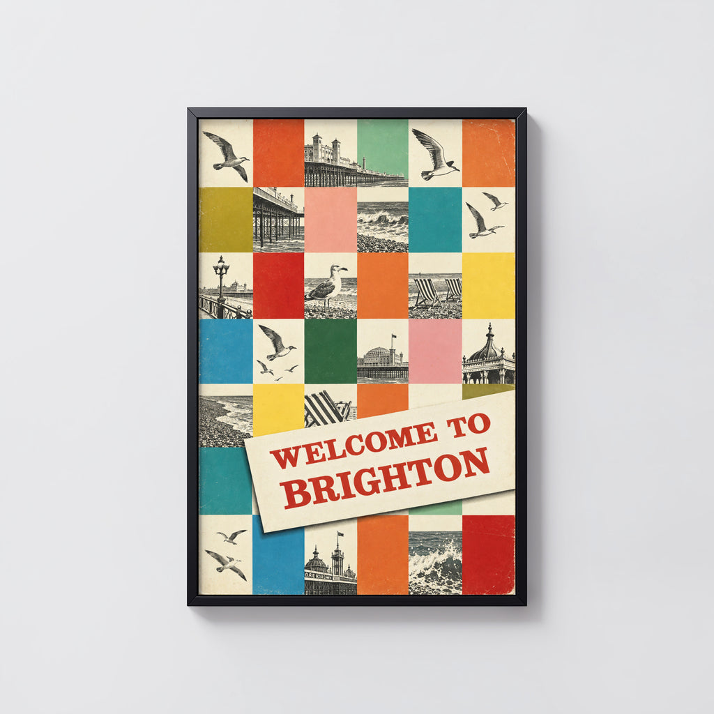 Vintage Brighton Poster, Seaside Wall Art, Pier Print