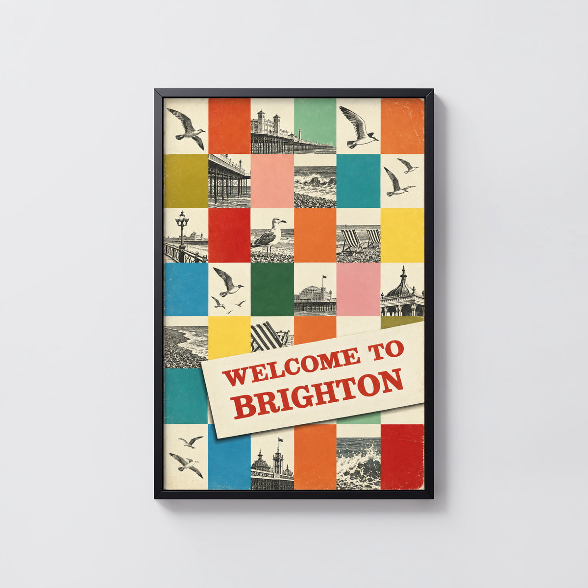 Vintage Brighton Poster, Seaside Wall Art, Pier Print