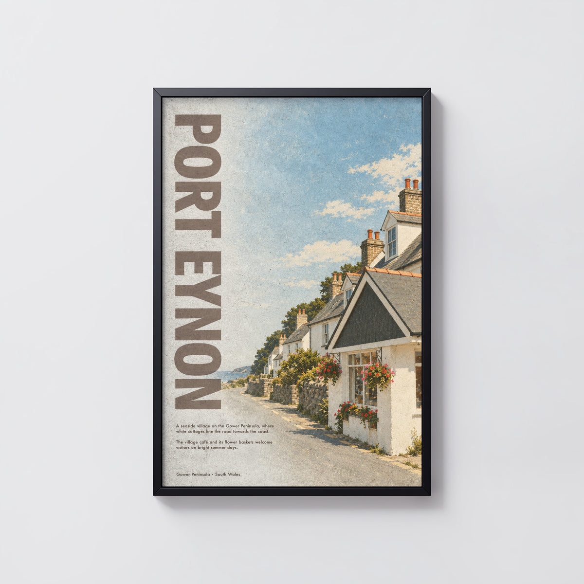 Vintage Port Eynon Gower Poster, Welsh Seaside Wall Art