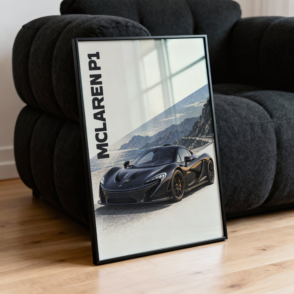 Vintage McLaren P1 Print, Supercar Wall Art