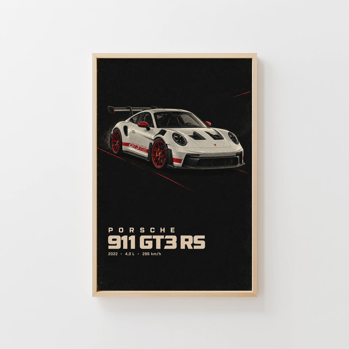 Vintage Porsche 911 GT3 RS Print, Car Poster, Wall Art