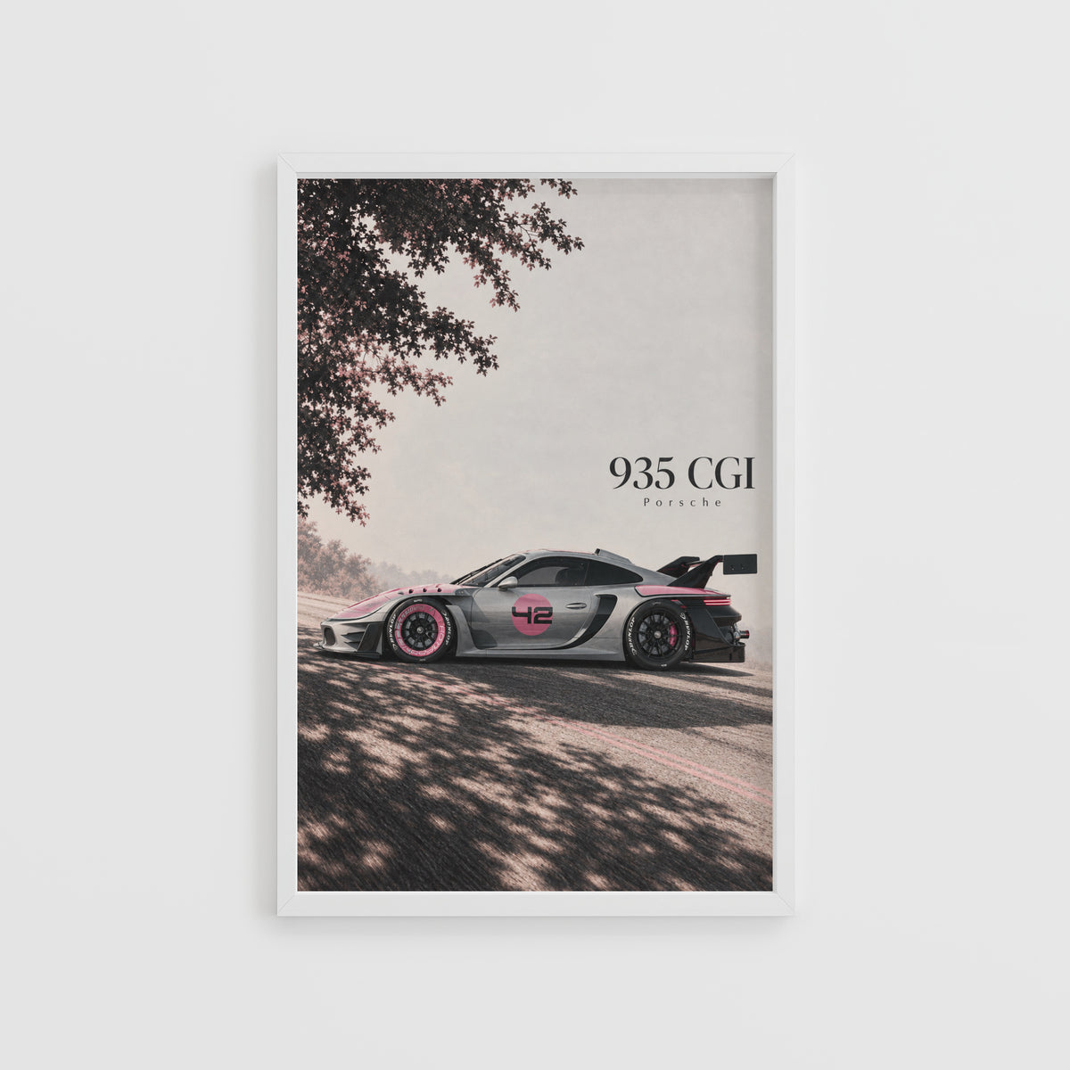 Vintage Porsche 935 CGI Print, Racing Car Art