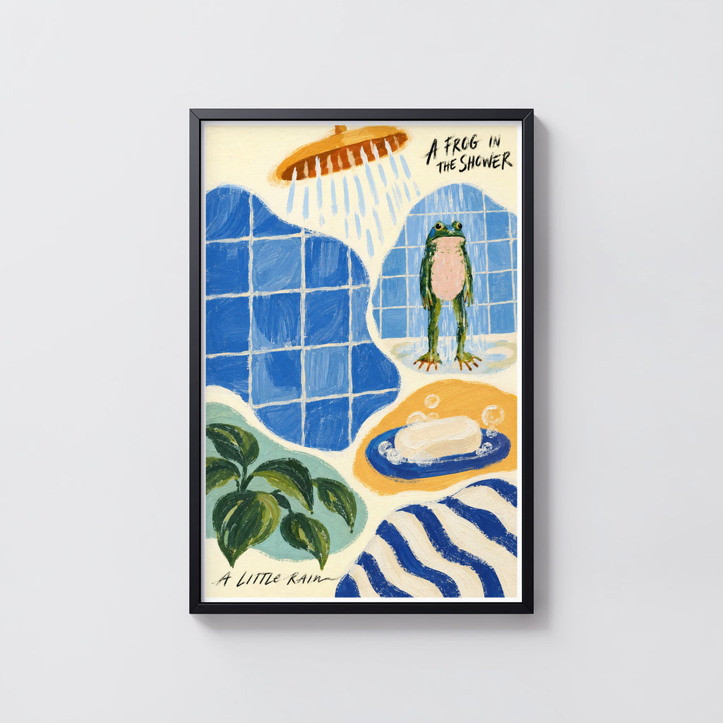 Vintage Frog Print and Poster, Bathroom Wall Art Gift