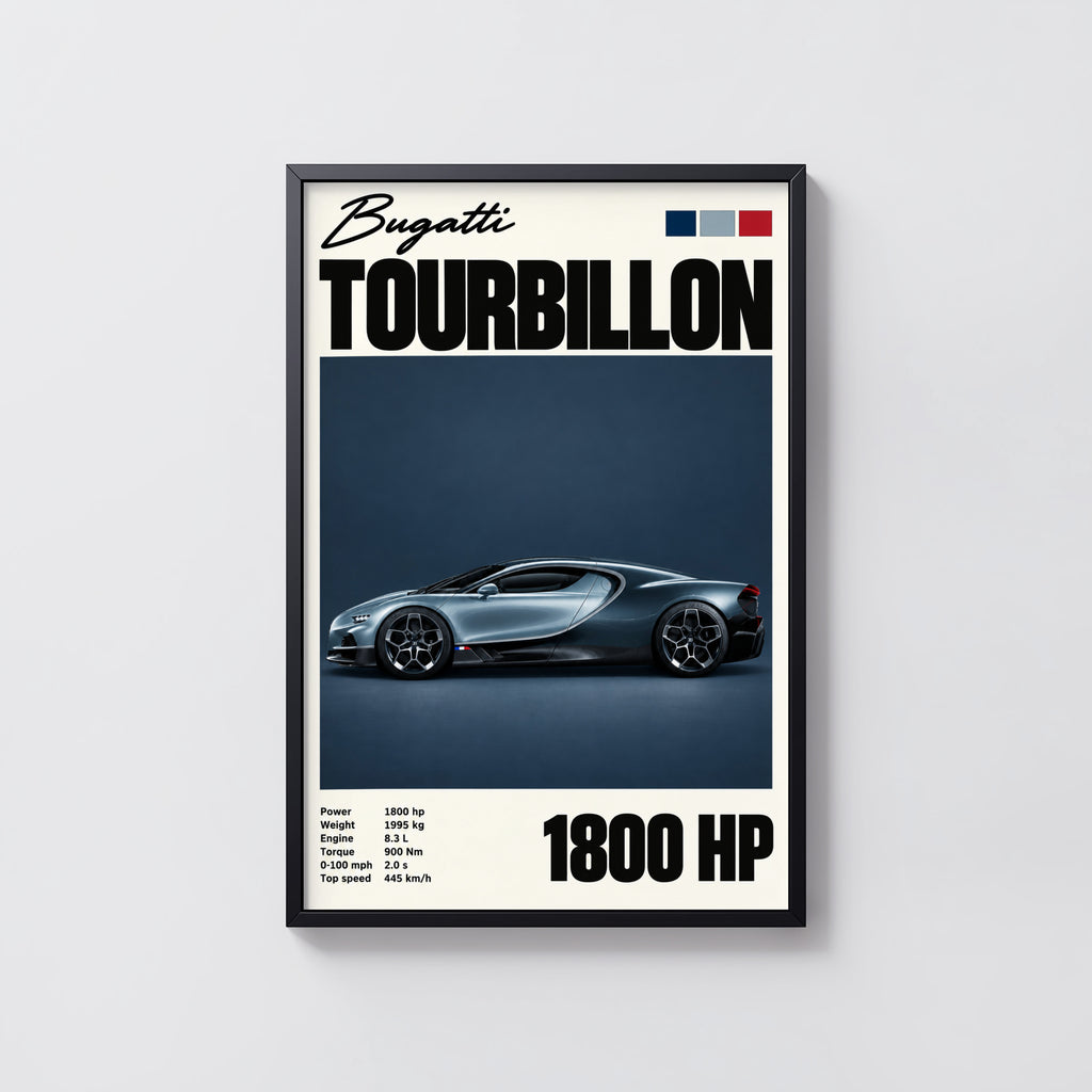 Vintage Bugatti Tourbillon Print, Supercar Wall Art