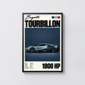 Vintage Bugatti Tourbillon Print, Supercar Wall Art