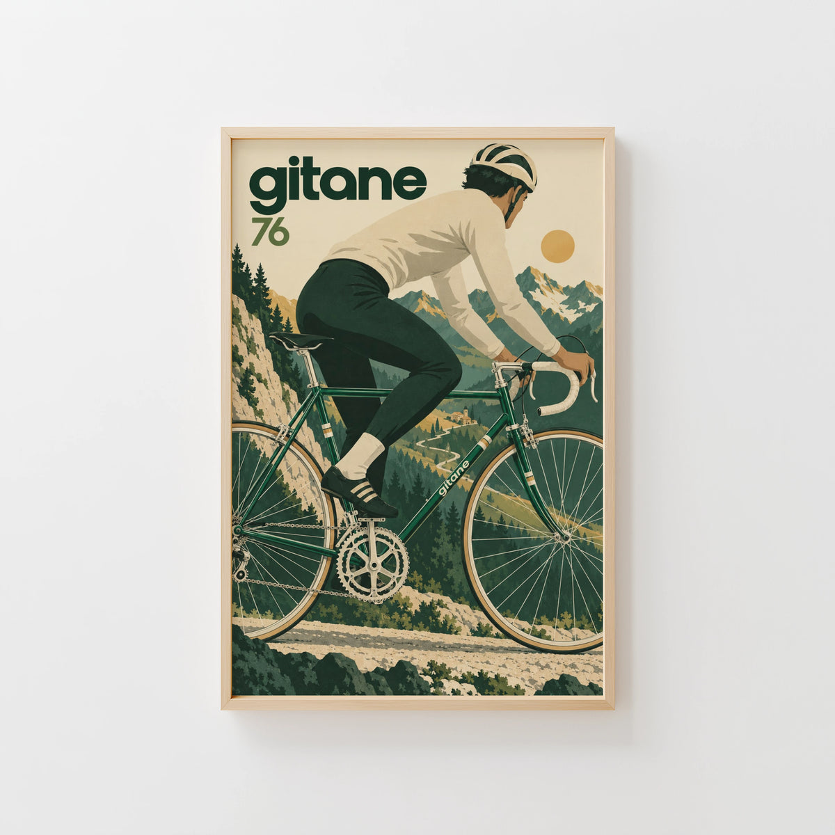 Vintage Cycling Poster, Alpine Road Bike Wall Art Print