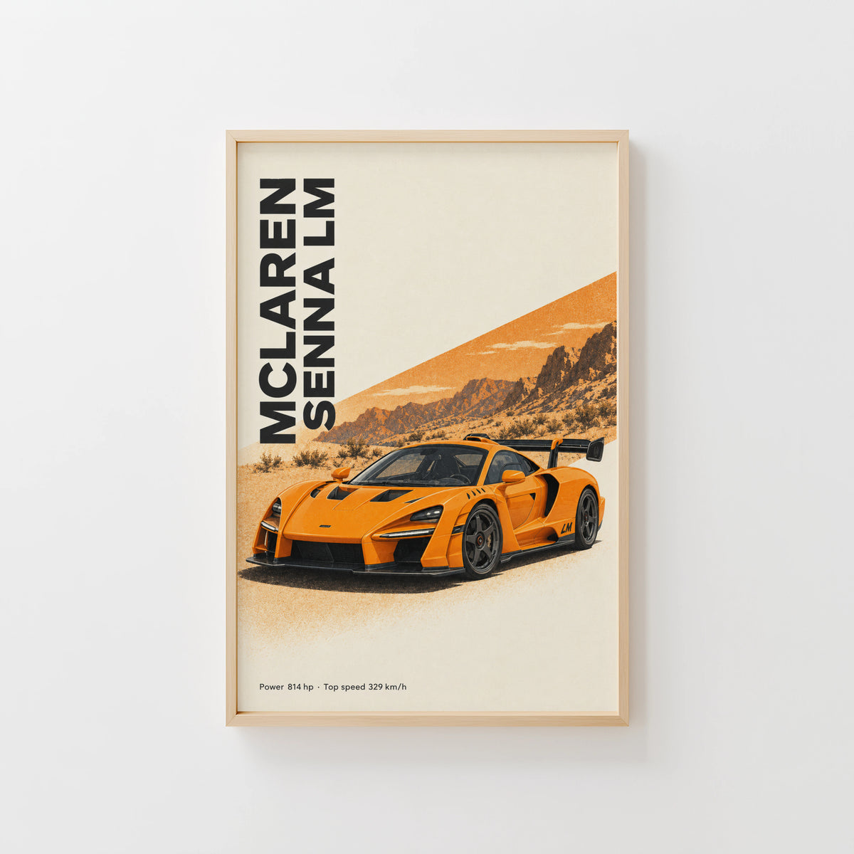 Vintage McLaren Senna LM Print, Supercar Wall Art