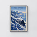 Vintage Steam Train Print Poster, Coastal Wall Art