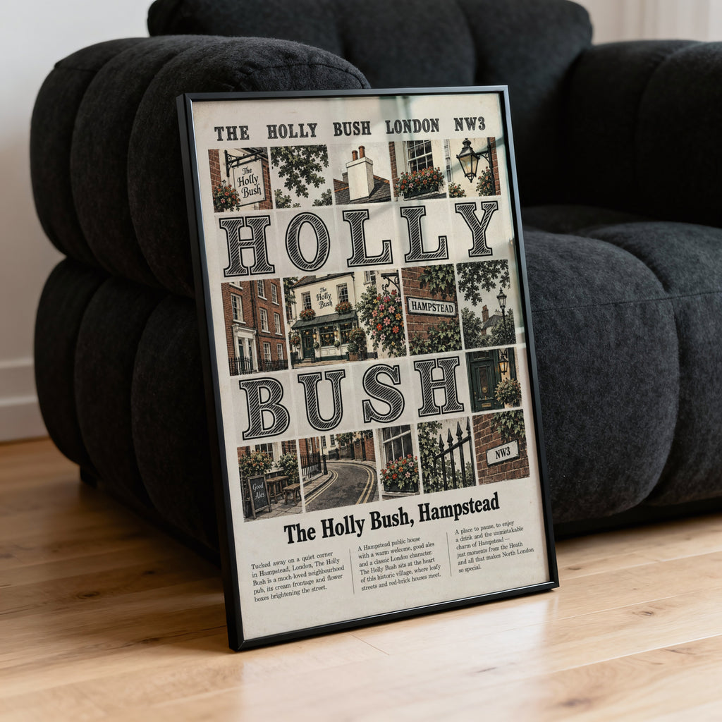 Vintage Holly Bush Hampstead London Poster, Pub Print