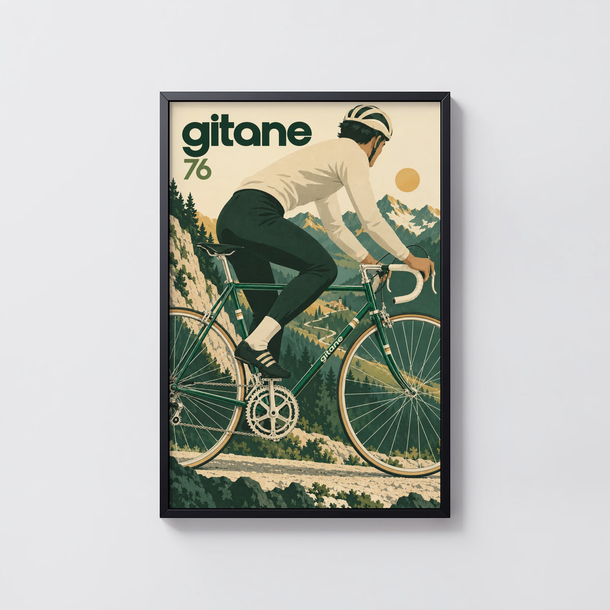 Vintage Cycling Poster, Alpine Road Bike Wall Art Print