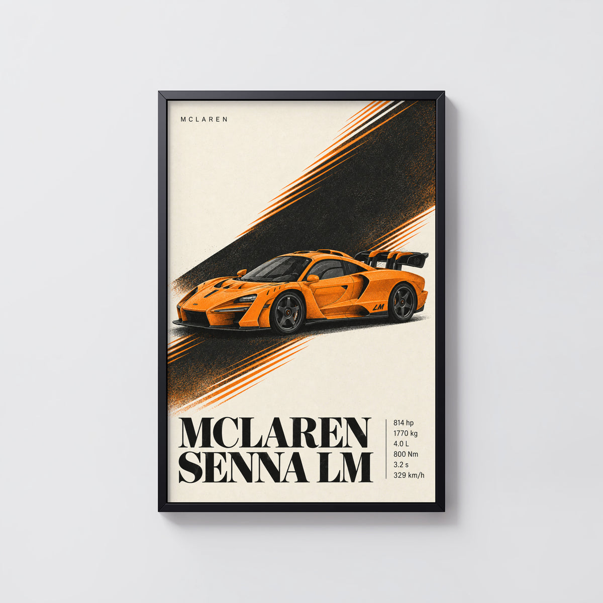 Vintage McLaren Senna LM Print, Supercar Wall Art