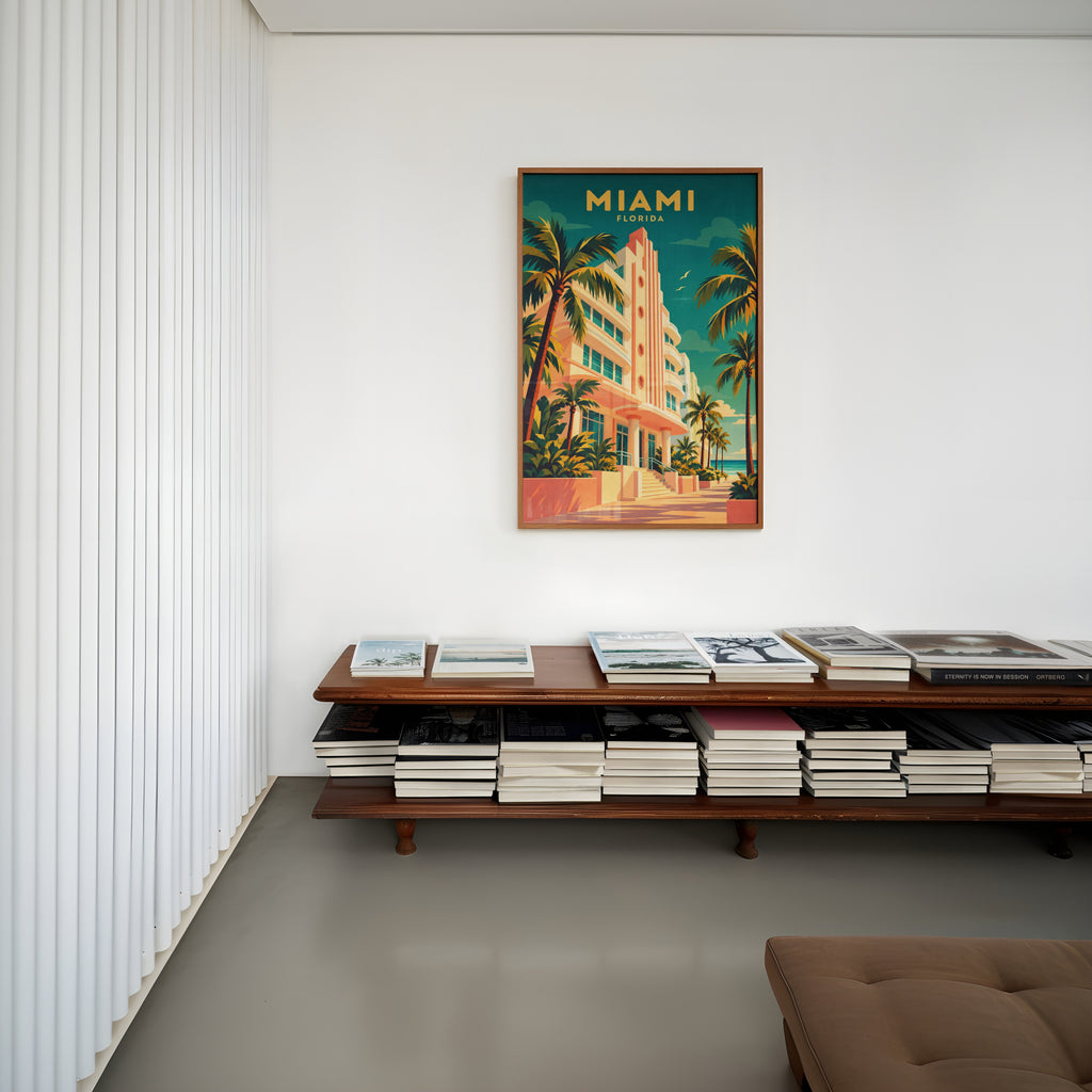 Vintage Miami Florida Poster, Art Deco Wall Art, Print