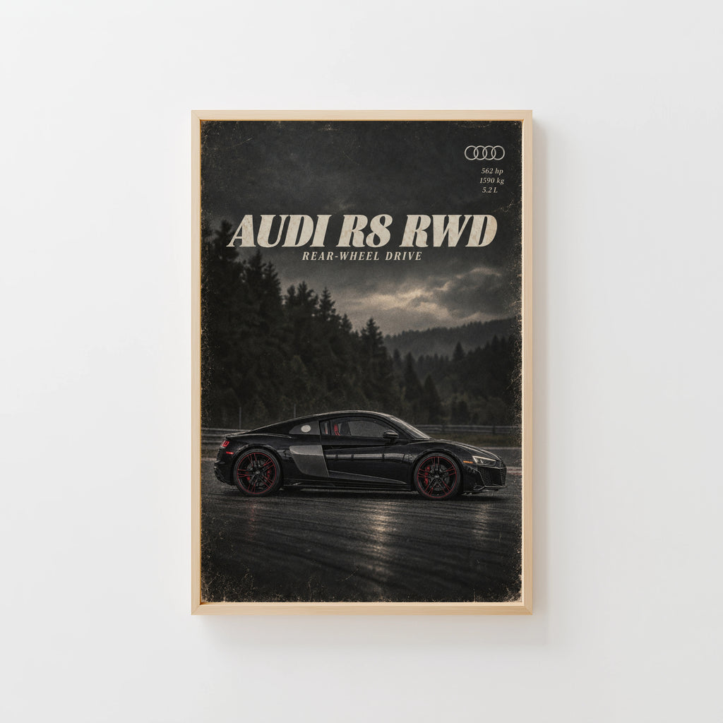 Vintage Audi R8 Print, Supercar Wall Art
