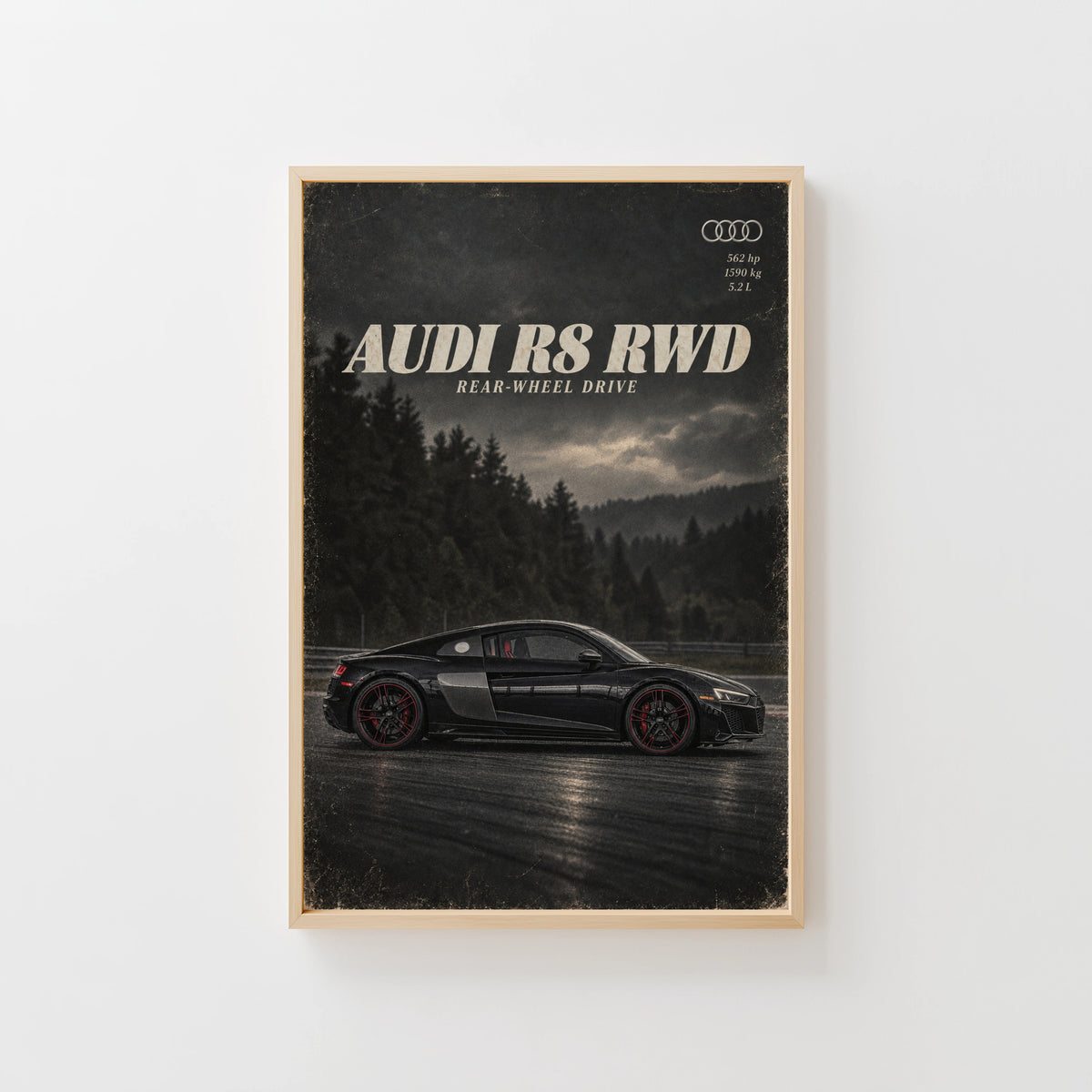 Vintage Audi R8 Print, Supercar Wall Art