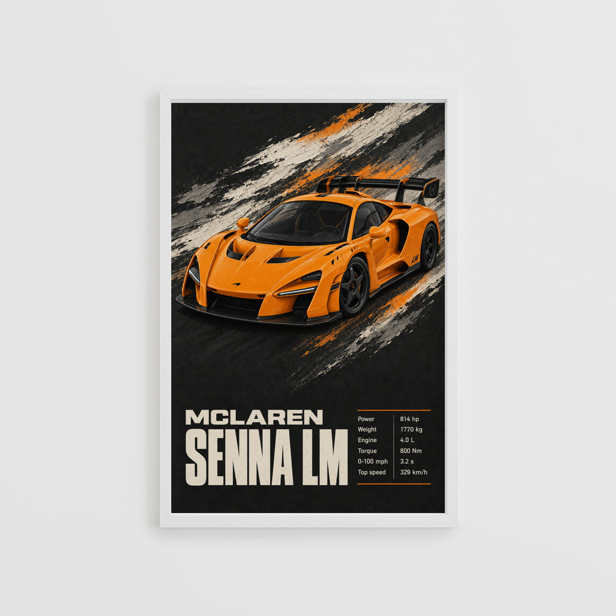 Vintage McLaren Senna LM Print, Supercar Wall Art