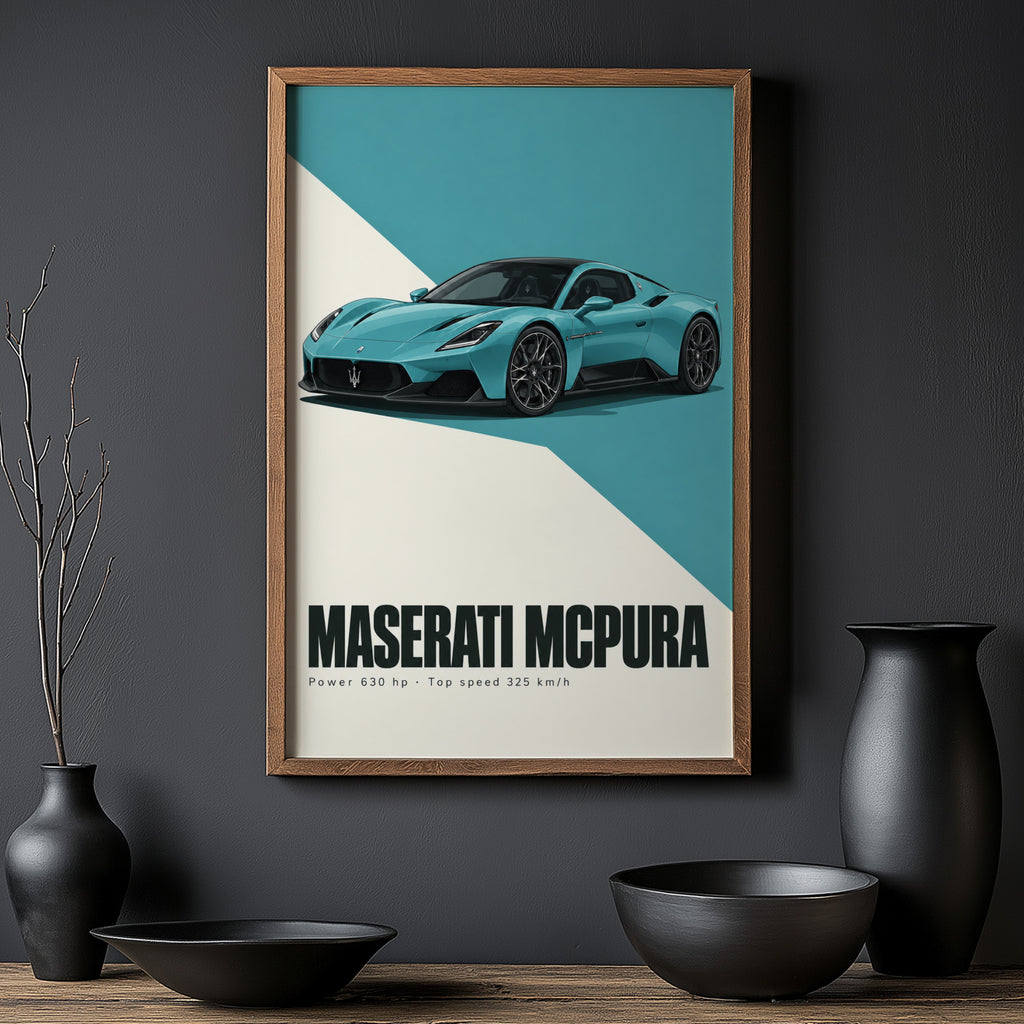 Vintage Maserati MCPura Print, Car Wall Art