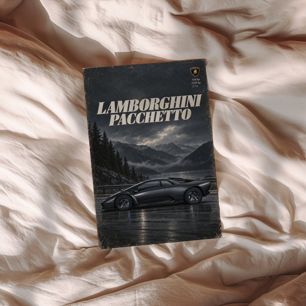 Vintage Lamborghini Pacchetto Print, Supercar Wall