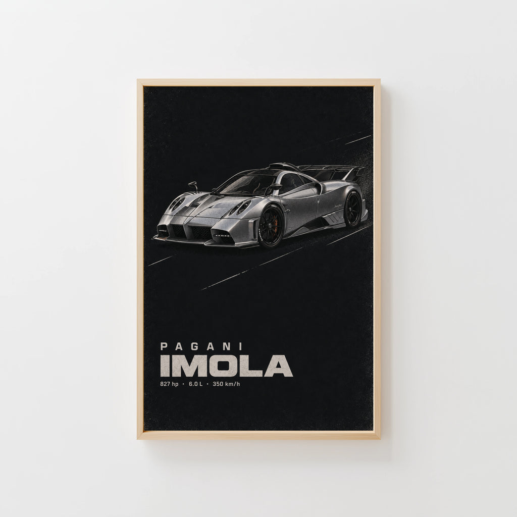 Vintage Pagani Imola Print, Supercar Wall Art