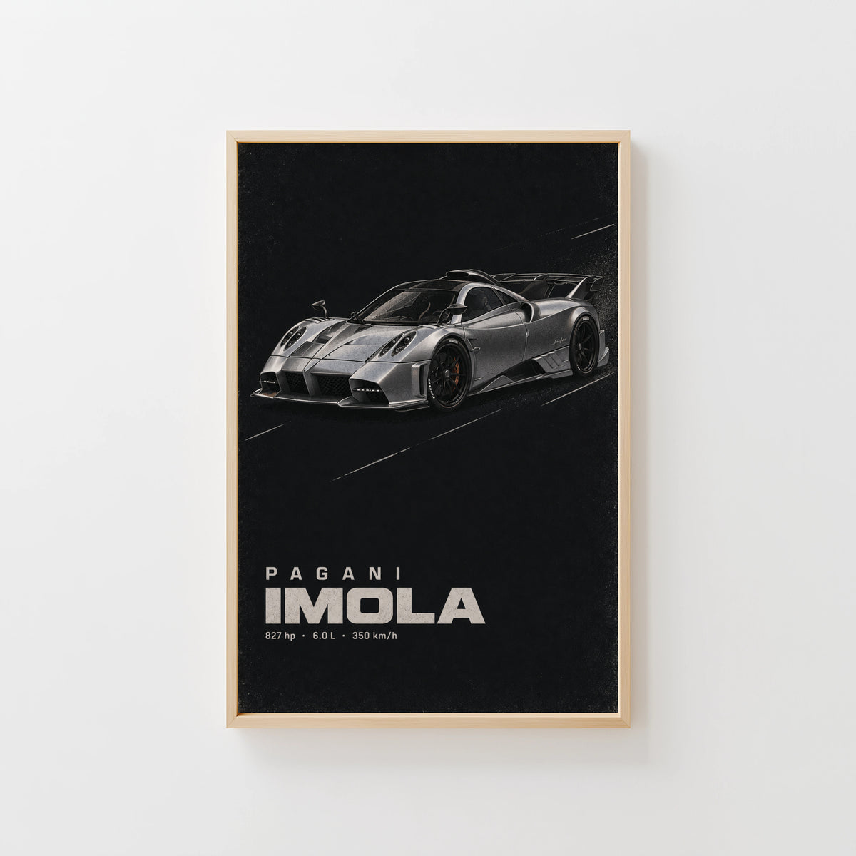 Vintage Pagani Imola Print, Supercar Wall Art