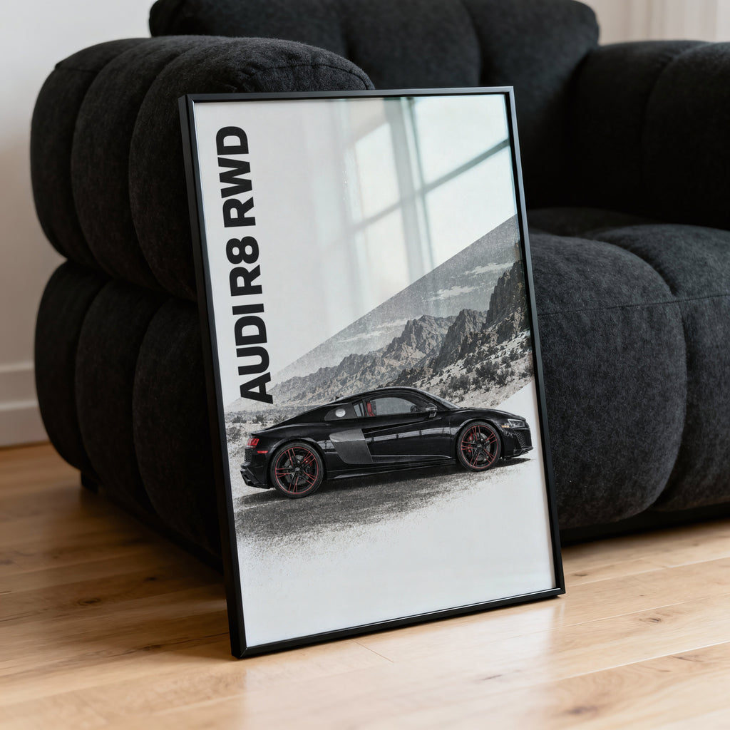 Vintage Audi R8 Print, Supercar Wall Art