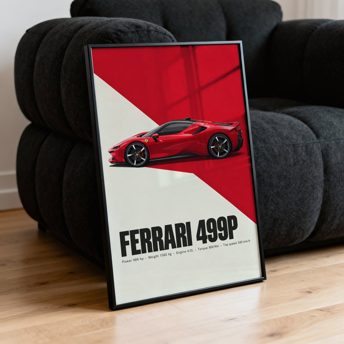Vintage Ferrari 499P Print, Supercar Wall Art