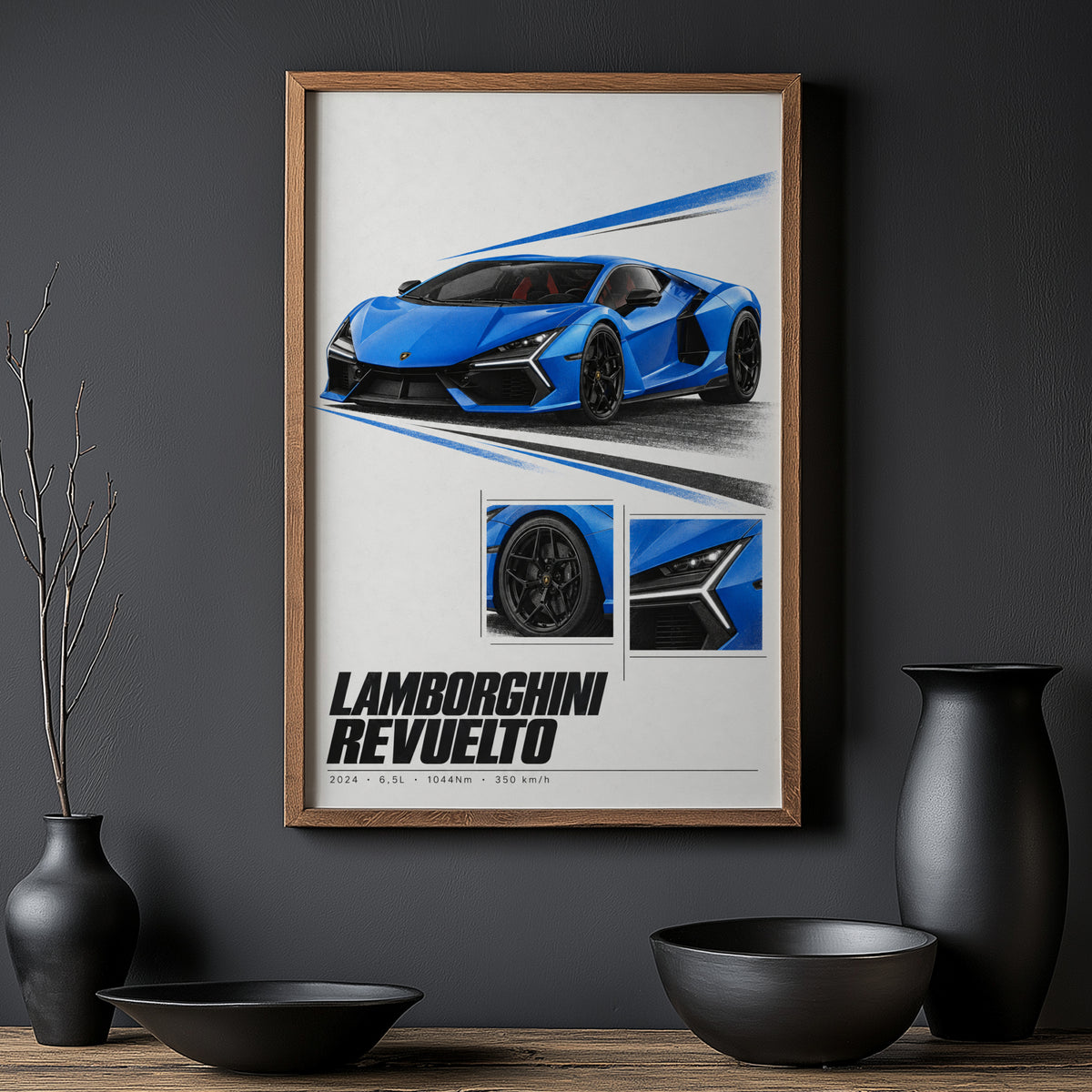 Vintage Lamborghini Revuelto Print, Supercar Art