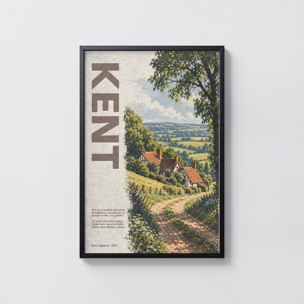 Vintage Kent Poster, English Countryside Wall Art, Print