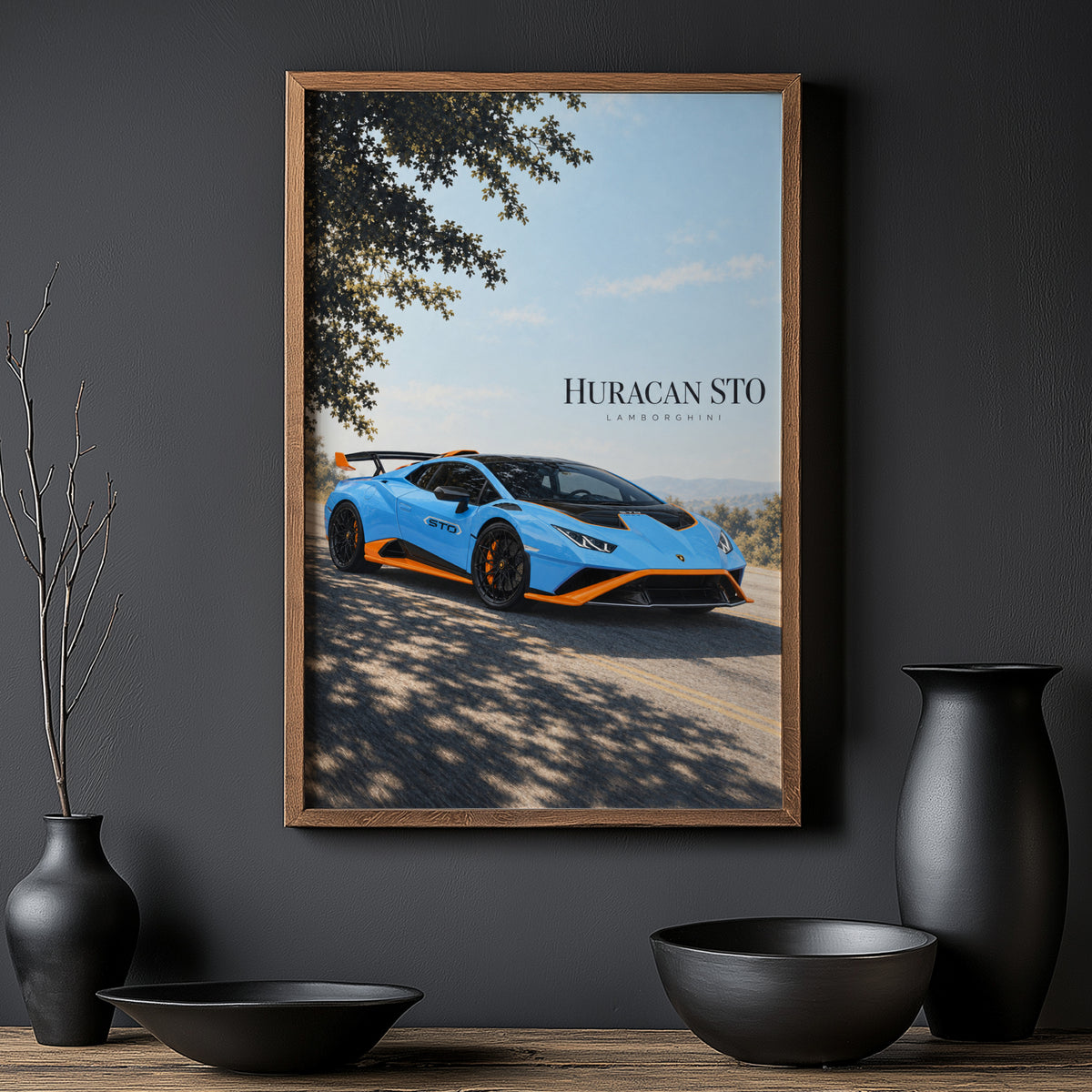Vintage Lamborghini Huracan STO Print, Car Wall Art