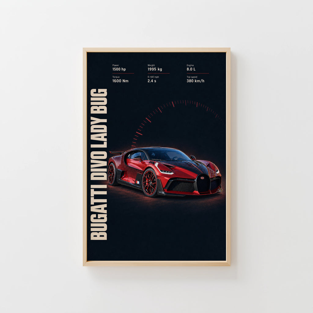 Vintage Bugatti Divo Print, Supercar Wall Art