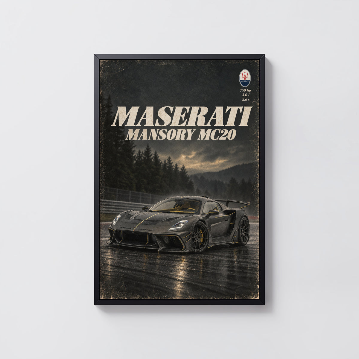 Vintage Maserati MC20 Print, Supercar Wall Art