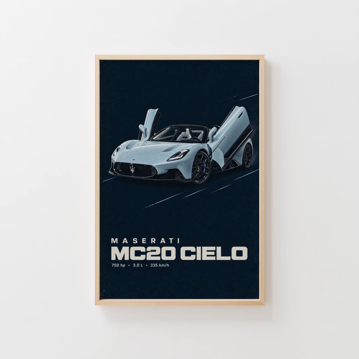 Vintage Maserati MC20 Cielo Print, Car Wall Art