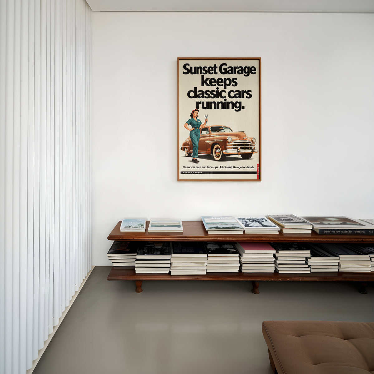Vintage Garage Poster, Classic Car Print, Retro Wall Art