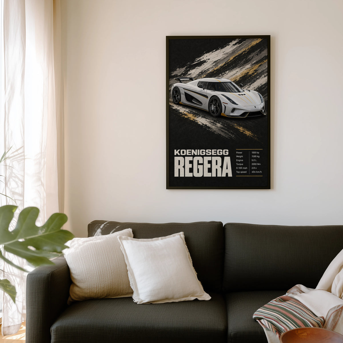 Vintage Koenigsegg Regera Print, Supercar Wall Art