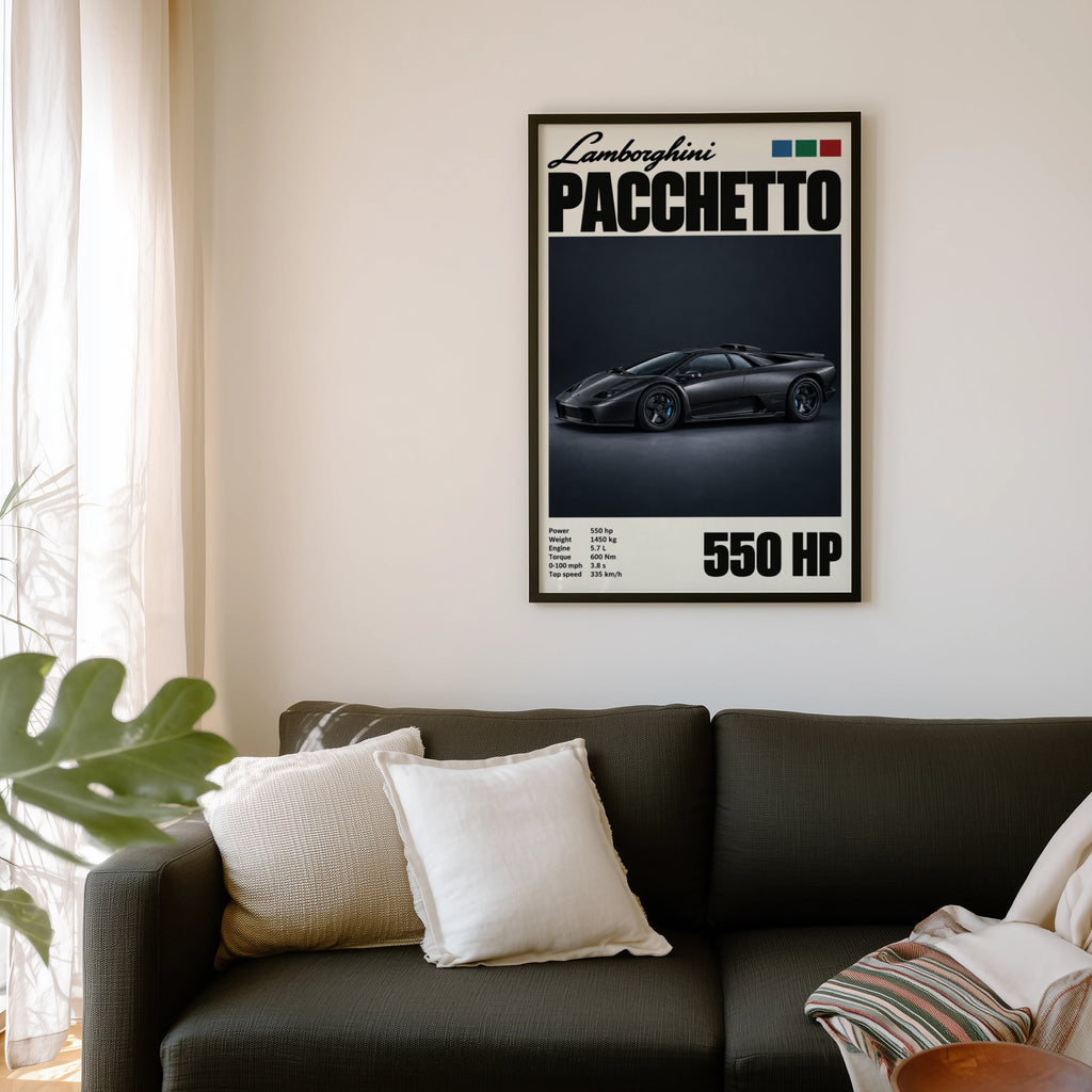 Vintage Lamborghini Print, Supercar Wall Art