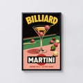 Vintage Billiard Martini Print Poster, Cocktail Bar Art