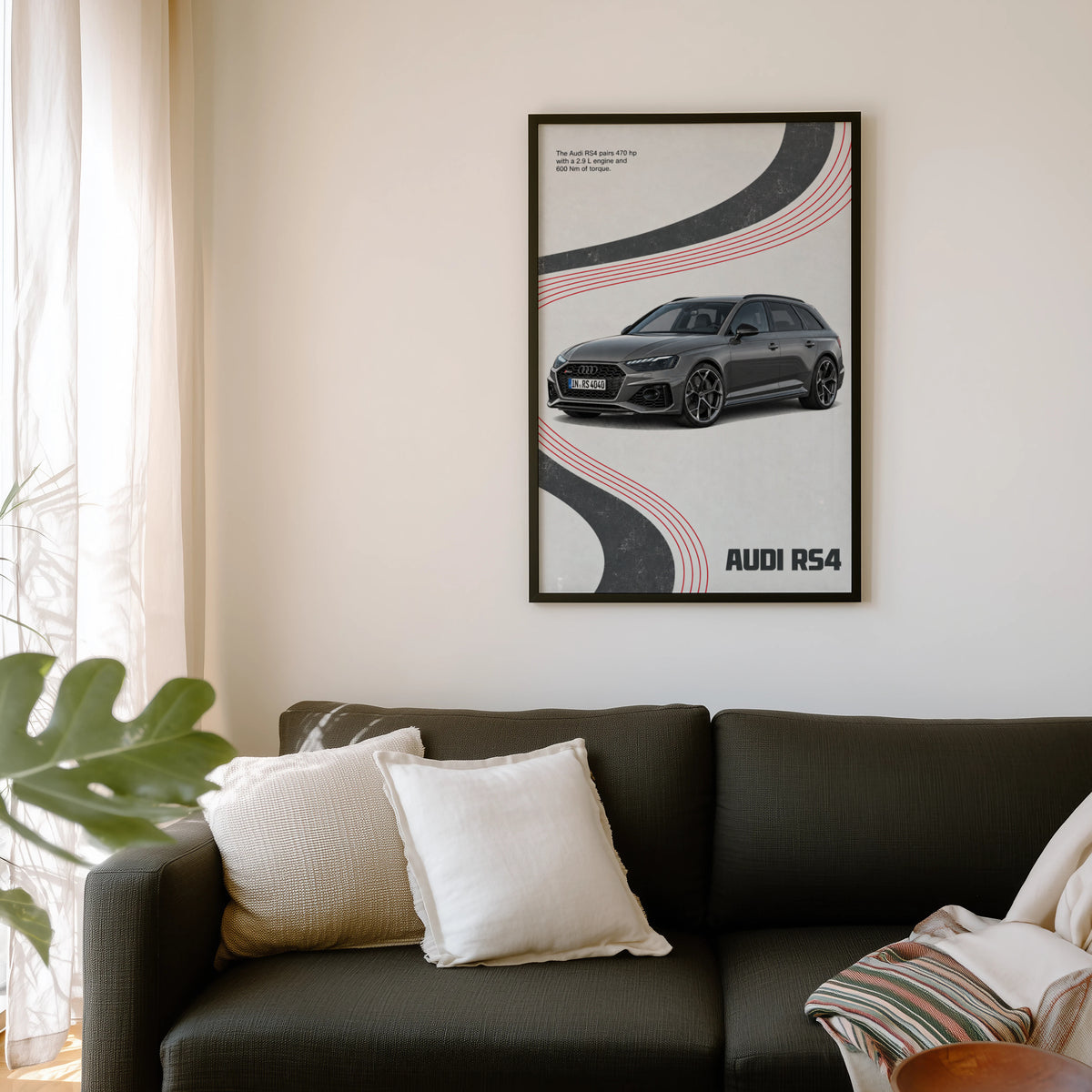 Vintage Audi RS4 Print, Estate Car Wall Art