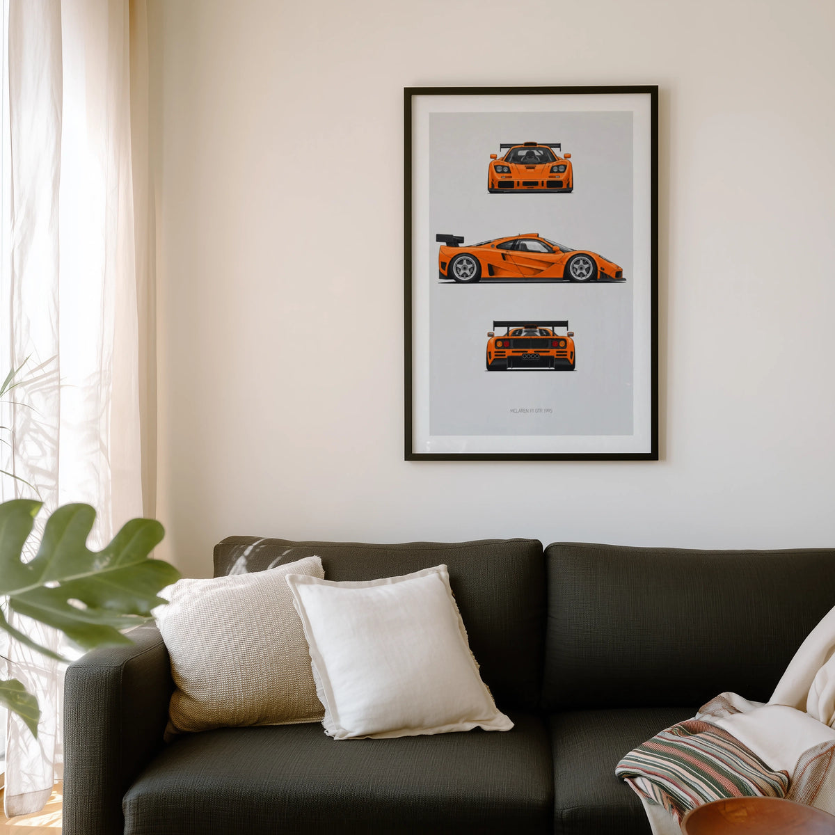 Vintage McLaren F1 GTR 1995 Three-View Wall Art Print