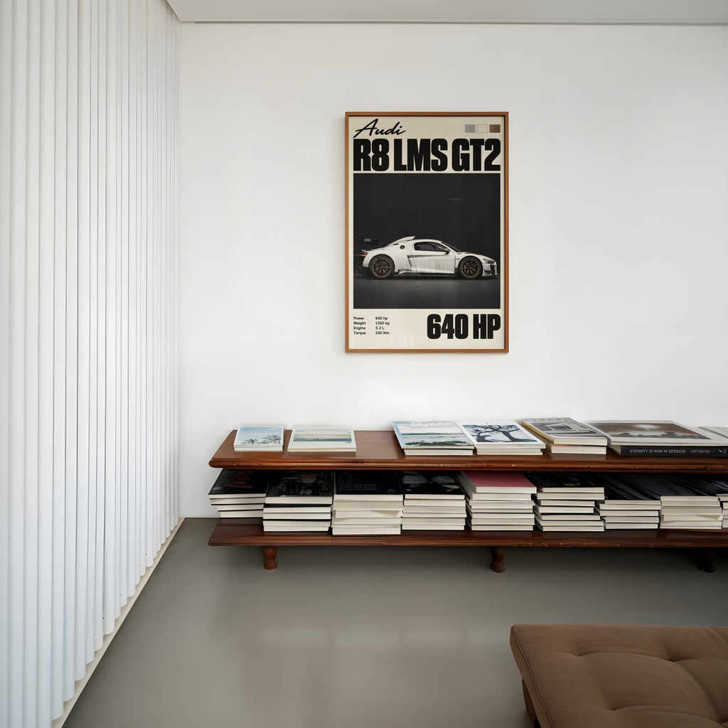 Vintage Audi R8 LMS GT2 Print, Racing Car Wall Art