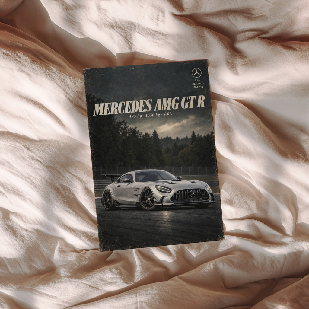 Vintage Mercedes AMG GT R Print, Car Poster, Garage Art