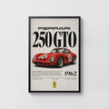 Vintage 1962 Ferrari 250 GTO Print, Classic Car Poster