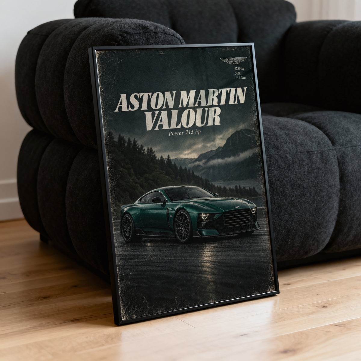 Vintage Aston Martin Valour Print, Green Car
