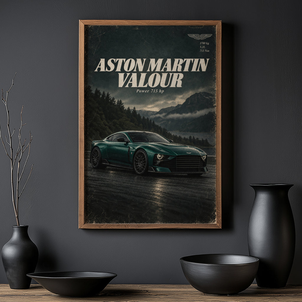 Vintage Aston Martin Valour Print, Green Car