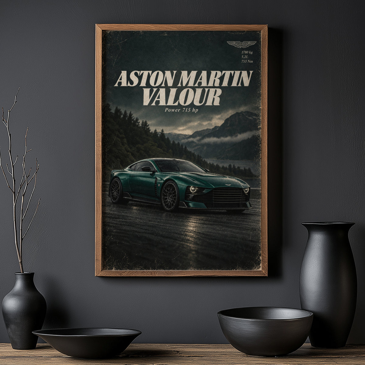 Vintage Aston Martin Valour Print, Green Car