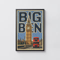 Vintage Big Ben Poster, London Wall Art, Bus Print