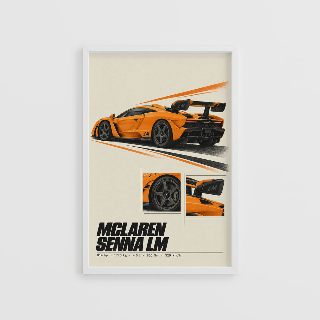 Vintage McLaren Senna LM Print, Supercar Wall Art