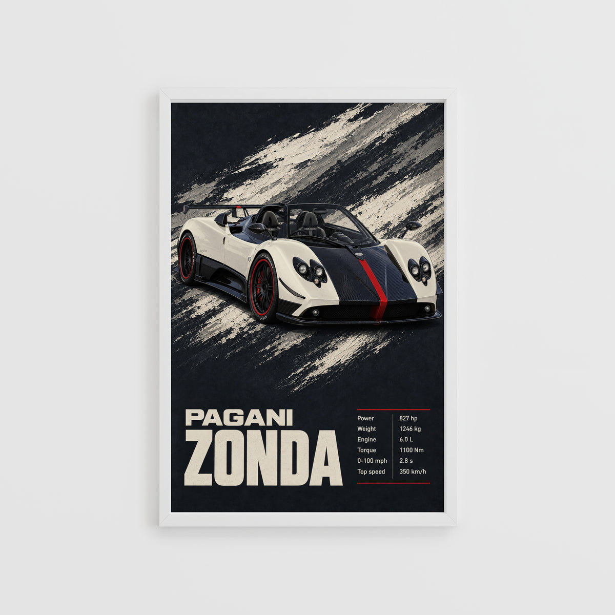 Vintage Pagani Zonda Print, Supercar Wall Art
